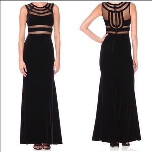 Betsy & Adam mesh cutout black maxi dress